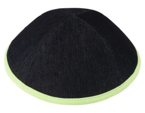 Picture of iKippah Black Denim with Neon Green Mesh Rim Size 5
